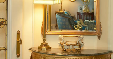 Antique ormolu side table with mirror