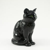 Sylvac black cat model number 1087, 1930's in matt cellulose