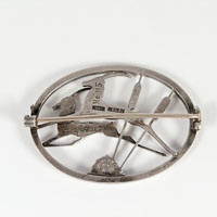 Two leaping deer or gazelle solid silver brooch retailed by George Tarratt and designed by Geoffy Bellamy