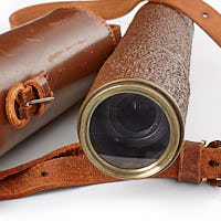 Objective lens and leather case Broadhurst Clarkson, thermoset clad Scout Regiment Snipers Spotting Telescope. 