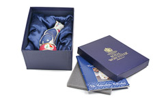 Original deep blue Royal Worcester sating lined gift box with Fine Bone China Cat candle snuffer
