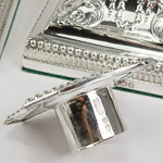 Detachable solid silver push fit scounce with clear James Dixon and Sons english stamped hallmark
