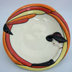 lorna bailey plate with raised art deco lady design