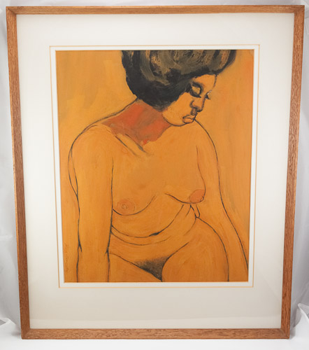 Artist Philip Meninsky, Nude Afro Caribbean lady on Gouache
