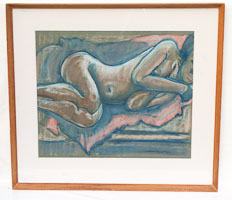 Reclining Nude Women in Pastel by Artit Philip Meninsky