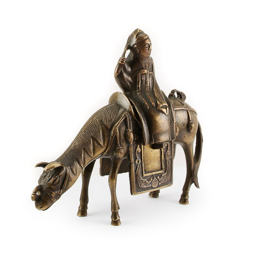 Chinese incense burner poet du fu riding his mule
