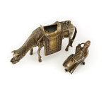 chinese bronze incense burner with detachable Du Fu top removed, showing hollow cast bronze mule and old 18th century chinese incense ash