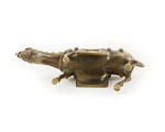 underside of chinese bronze mule censer showing natural patina