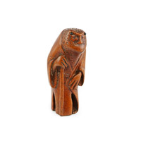 Netsuke of gama or toad standing in kimono, Meiji period stained boxwood unsigned