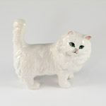 Beswick 1898 Persian Cat, white gloss with large green eyes