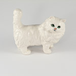 Later Edition Beswick 1898 Persian Cat, white gloss with large green eyes