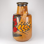 rich orange fat lava glaze depecting a leaf pattern on Scheurich Keramik very Large floor Vase