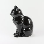 left side view seated black cat by slyvac