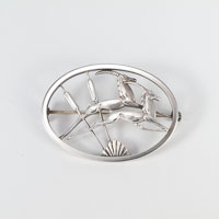 Leaping Gazelle silver brooch very similar to George Jenson Deer Brooch