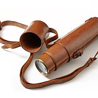 Objective lens and leather case for Broadhurst Clarkson Scout Regiment Snipers Spotting Telescope. Houghton Butcher.