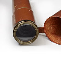 Objective lens and leather case for K.E.C Scout Regiment Snipers Spotting Telescope. Marked 1942 and Broadhurst Clarkson Type.