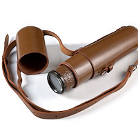 Objective lens and leather case for Broadhurst Clarkson Scout Regiment Snipers Spotting Telescope, late WW2 1945