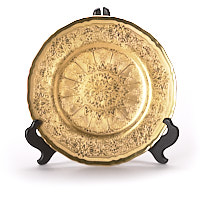 Royal Worcester gilt cabinet plate in all over acid ethced solid gilt ground