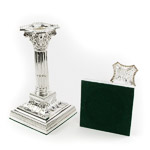 Holly green wool baize on underside of english sterling silver candlesticks